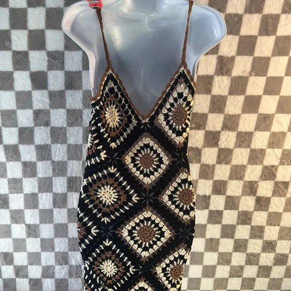 Elan Crochet Maxi Tank Top Strap Swim Cover Up Dress Floor Length Size M/Medium - Picture 9 of 12